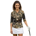 thumbnail image 1 of Uorisanigo Camo Forest Deer Women's 3/4 Sleeve Golf Top Comfortable Polyester Spandex Fabric Athletic Polo Workout Tops Quick Dry Tennis Tops with Zipper Neck Workout Sports, 1 of 7