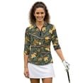 thumbnail image 1 of Uorisanigo Camo Forest Women's 3/4 Sleeve Golf Top Comfortable Stylish Women's Dry-Fit Golf Polo Shirts Fashion Zipper Neck Pullover Casual Versatile Workout Tops Daily Wear, 1 of 7