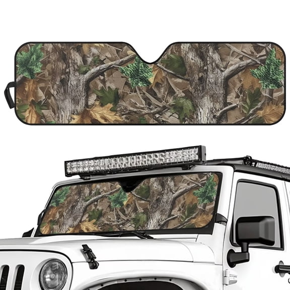 Uorisanigo Camo Hunting Windshield Sun Shade, Shade Heat Shield for JT 2020-2023 ,Sunshade Windshield Cover for Jeep Wrangler, Sunshade Compatible with Jeep JK JKU JL JLU 1997-2023,1Pc