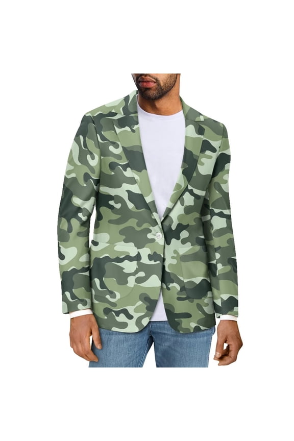 Camouflage Print Men's Suit Jacket One Button Stretch Men's Casual Blazers Sport Coats Size 5XL Comfortable Long Sleeve Sport Coat Jacket Fashion Knit