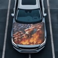 thumbnail image 1 of Uorisanigo Car Cover American Flag Flaming Eagle Comfortable Portable Hood Covers for Cars Washable Car Bonnet Banner for Most Automotive Sedans Trucks Pickup SUVs, 1 of 7