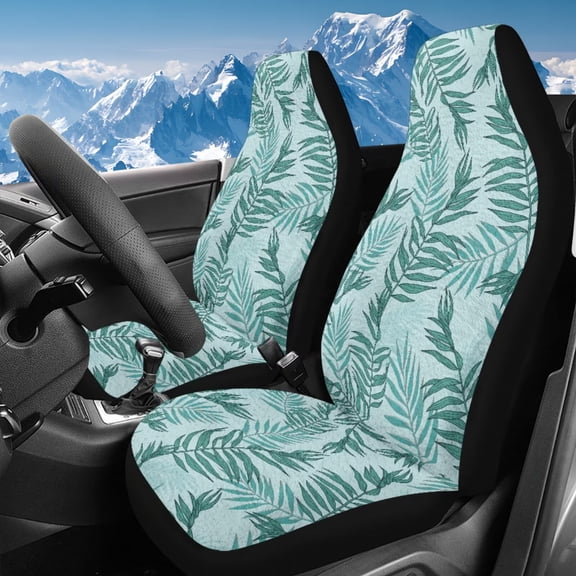 Uorisanigo Car Front Seat Covers 2pcs/Set Tropical Leaf High Back Bucket Seat Cover for Women Men Automotive Interior Protection Accessories, All Weather Protection