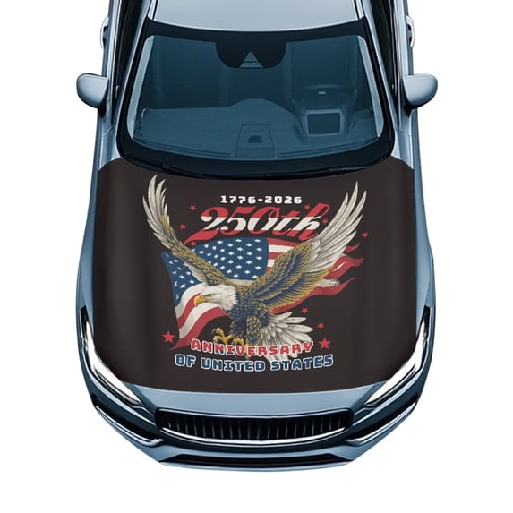 Uorisanigo Car Hood Cover 1776-2026 250th Anniversary Car Hood Cover Protector Washable Universal Automotive Exterior Accessories for Automotive SUV Pickup Trucks