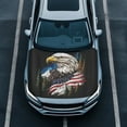 thumbnail image 1 of Uorisanigo Car Hood Cover Bald Eagle American Flag Car Hood Cover for Cars Decor Bonnet Wrap Blanket Durable Elastic Fabric for Most Sedan Small SUV Truck, 1 of 7