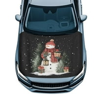 Uorisanigo Car Hood Cover Elastic Cute Gift Christmas Snowman Car Hood Cover Protector Easy to Install Automotive Accessories Suitable for Cars All-Weather Protection