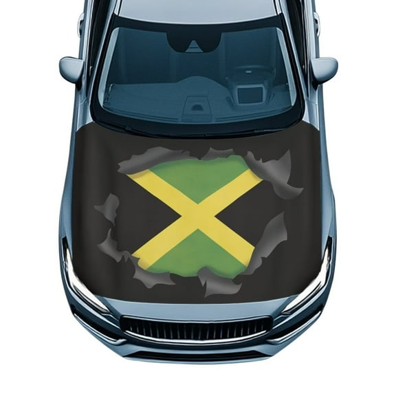 Uorisanigo Car Hood Cover Elastic Jamaican Flag Hood Covers for Cars Automotive Accessories Universal Car Bonnet Banner Fit for Most Automotive Sedans Trucks Pickup Sports Cars