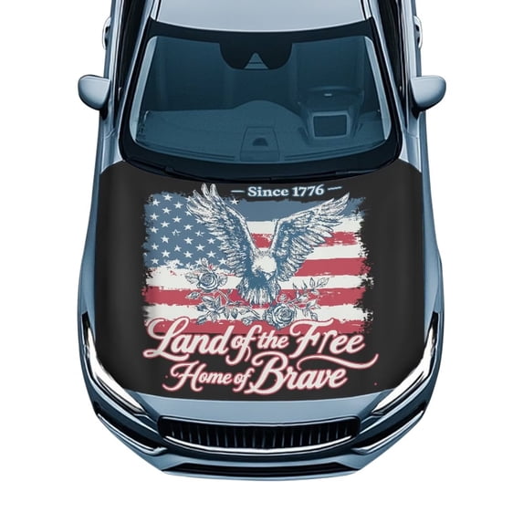 Uorisanigo Car Hood Cover Elastic Polyester 250th Anniversary Since 1776 Vehicle Car Hood Protector Fit for Cars SUVs, Pickup, Trucks, Automotive Accessories Outdoor Decoration