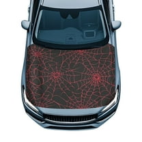 Uorisanigo Car Hood Cover Elastic Polyester Red Spider Web Car Hood Cover Waterproof All Weather Universal Cars Hoods Protective Accessories for SUV Sedan Truck Pickup