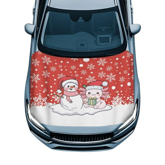 Uorisanigo Car Hood Cover Fashion Christmas Axolotl Vehicle Hood Protection Removable Stretch Car Hoods Protective Covers Automotive Accessories for Cars Outdoor Decoration