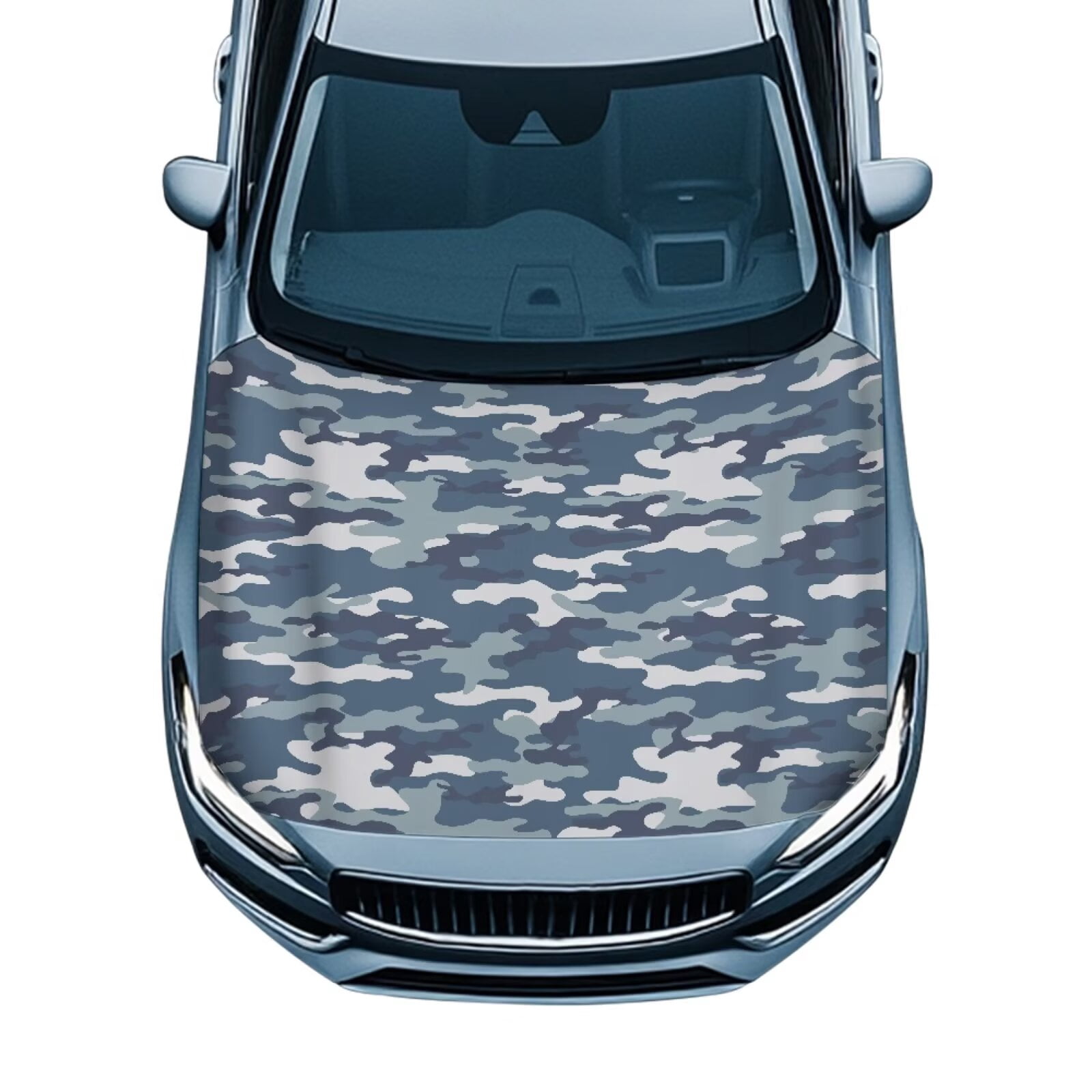 Uorisanigo Car Hood Cover Hood Cover Weatherproof Decorations Universal Automotive Accessories Suitable for Most Sedans SUV Trucks, Sunproof Blue Camouflage Print Car Bonnet