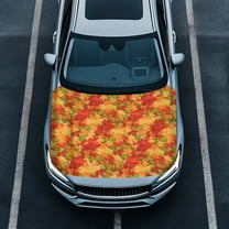 Uorisanigo Car Hood Cover Maple Leaf Print Car Bonnet Banner Decorations Elastic Polyester Automotive Exterior Accessories for Most Sedans SUV Trucks Pickup