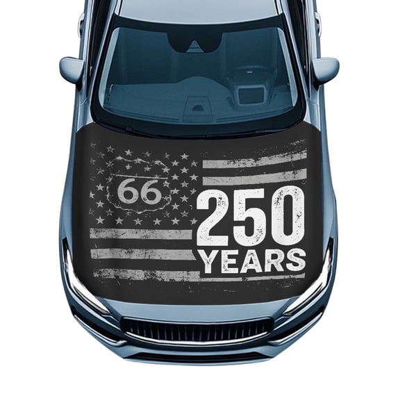 Uorisanigo Car Hood Cover - Polyester Elastic Fabrics Can be Washed American 250 Years Flag Hood Cover Protector, Automotive Exterior Accessories Decorations for Auto Cars Truck SUV