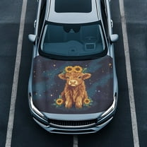 Uorisanigo Car Hood Cover Portable Galaxy Baby Highland Cow Car Bonnet Banner Heat-Resistant Hood Wrap Blanket for Most Automotive Sedans Trucks Pickup SUVs, Cars Accessories