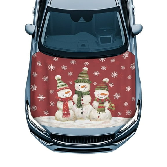 Uorisanigo Car Hood Cover Protection Christmas Snowman Hood Covers for Cars Automotive Hoods Covers Women Men Car Exterior Accessories for SUV Pickup Trucks