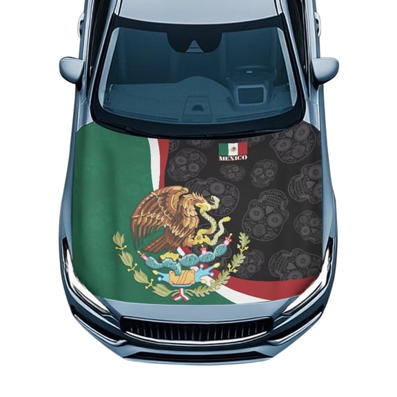 Uorisanigo Car Hood Cover Protection Universal Mexico Flag Car Bonnet Banner Elastic Auto Decorations for Auto Cars Truck Van SUV Hood Cover Protectors Film, Easy to Install