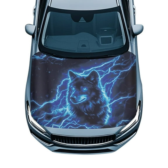 Uorisanigo Car Hood Cover Protective Hood Covers for Cars SUV Sedan Elastic Blue Lightning Wolf Hoods Wrap Cloth Front Hoods Protection Cover Easy to Install Car Exterior Accessories