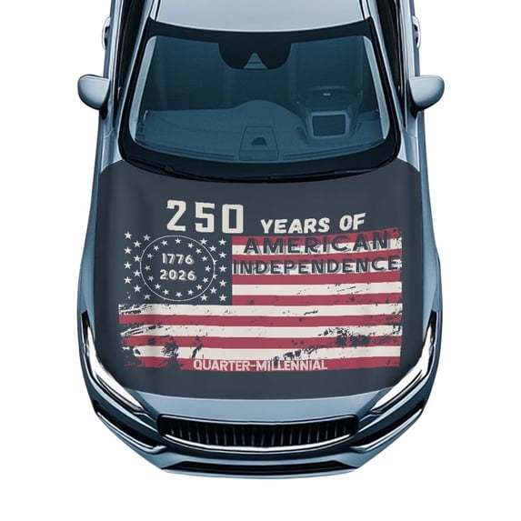 Uorisanigo Car Hood Cover Protector Universal Fit for Most Automotive Sedans Trucks Pickup Sports Cars Weather-Resistant Front Car Cover 250th American Independence 1776 2026