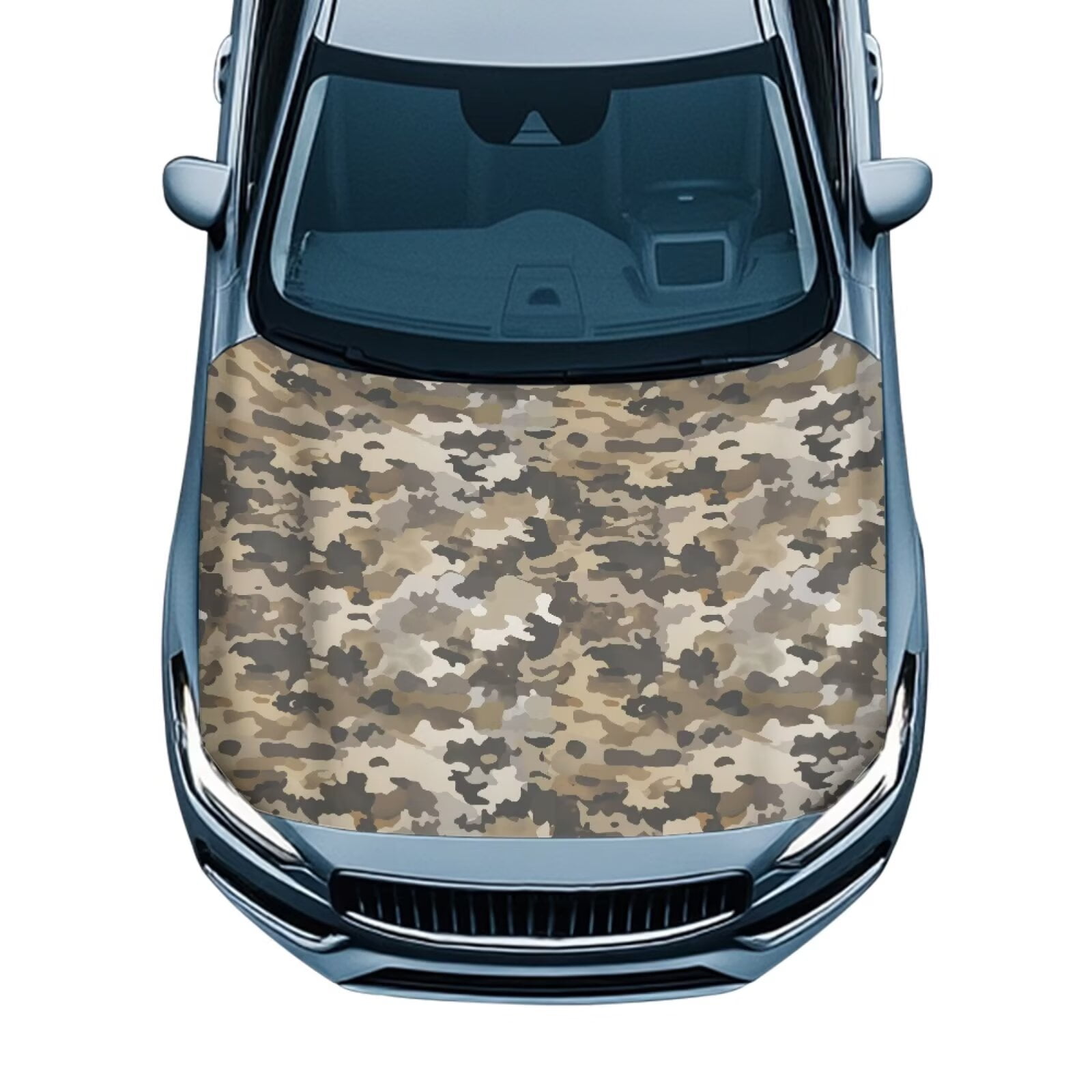 Uorisanigo Car Hood Cover Soft Decoration Brown Camouflage Car Hood Cover Protection Auto Accessories Universal Cars Bonnet Banner Fit for Most Sedans Trucks Pickup Sports Cars