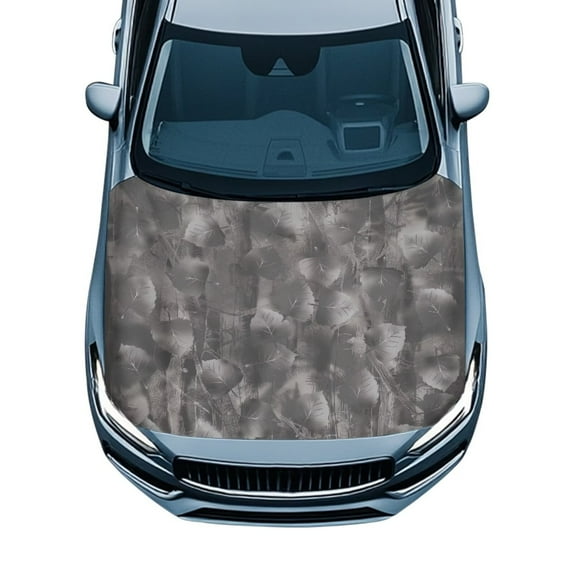 Uorisanigo Car Hood Cover Stretch Grey Forest Leaf Car Hood Protective Covers Waterproof Automotive Decorative Accessories for Most SUVs Sedans Trucks Pickups