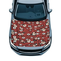 Uorisanigo Car Hood Cover Stretchable Polyester Christmas Print Car Bonnet Banner Decorations Portable Engine Cover for Most Automotive Pickup Sedans Trucks SUVs
