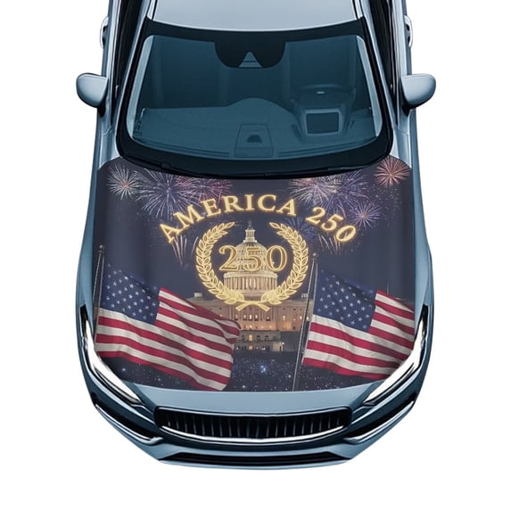 Uorisanigo Car Hood Cover Universal 59.05"x39.37" Stretchable Waterproof 250 Years America Car Hood Cover Protector Fit for Auto Truck SUV Tear-Resistant Breathable