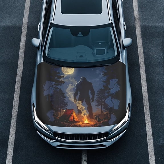 Uorisanigo Car Hood Cover Universal Camp Savage Gorilla Footprint Car Hood Cover Protector Fit for Most Cars All Season Protection Covers Vehicles Decorate Accessories