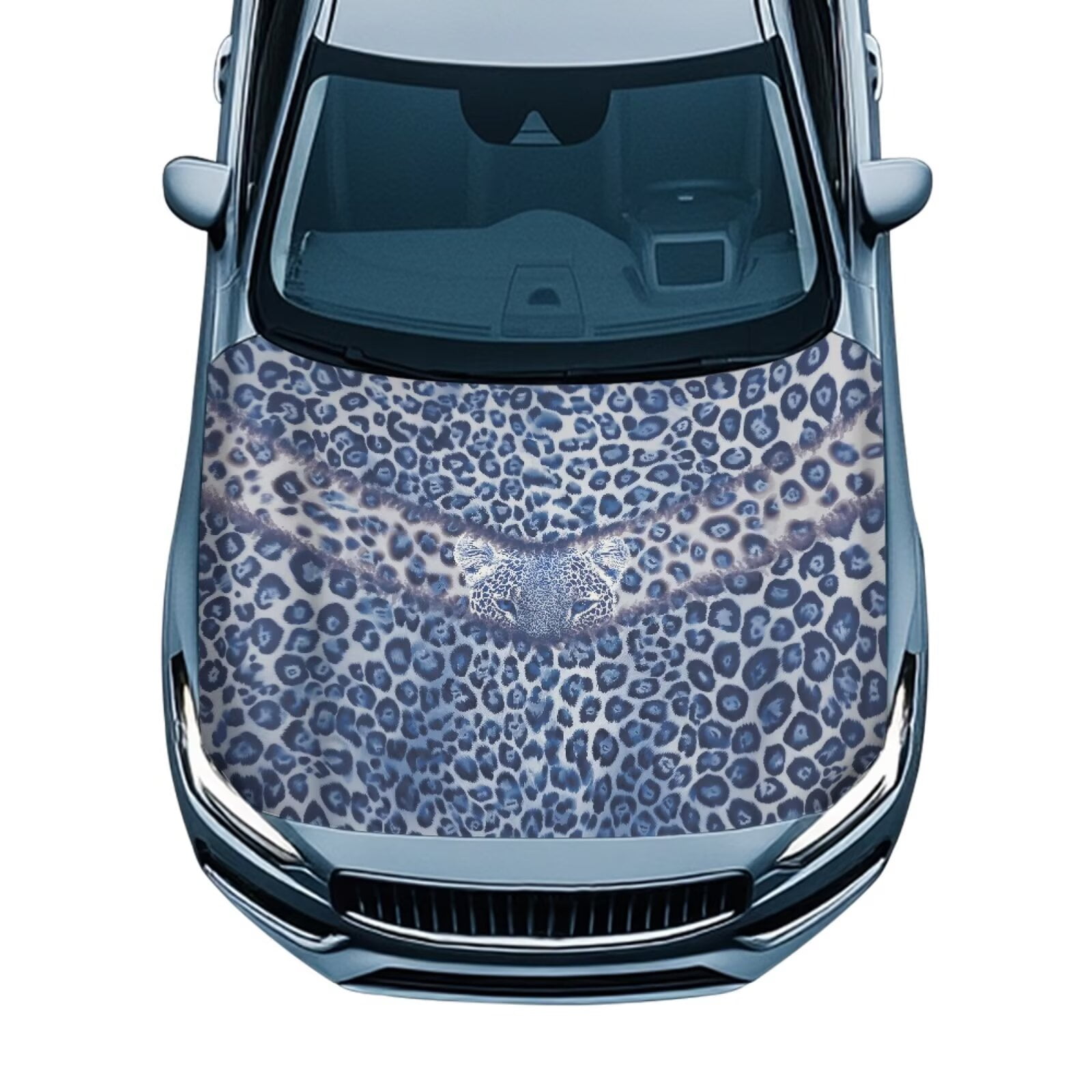 Uorisanigo Car Hood Cover Universal Hood Protectors Car Hoods, Washable Vehicle Hoods Protection Easy Clean Accessories Decoration and Protection, Blue Cheetah Leopard Print