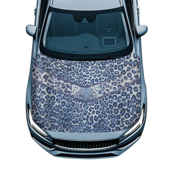 Uorisanigo Car Hood Cover Universal Hood Protectors Car Hoods, Washable Vehicle Hoods Protection Easy Clean Accessories Decoration and Protection, Blue Cheetah Leopard Print