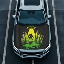 Uorisanigo Car Hood Cover Washable Alien Gorilla Spaceship Car Hood Cover Protector Removable Portable Automotive Accessories Hoods Wrap Blanket Covers for Most Cars