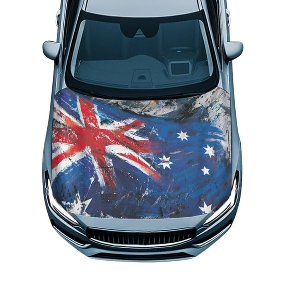 Uorisanigo Car Hood Cover Washable Retro Australian Flag Car Hood Protective Covers Elastic Fabrics Can be Washed Stretch Polyester Fabric Cover Personalized Suitable for Cars