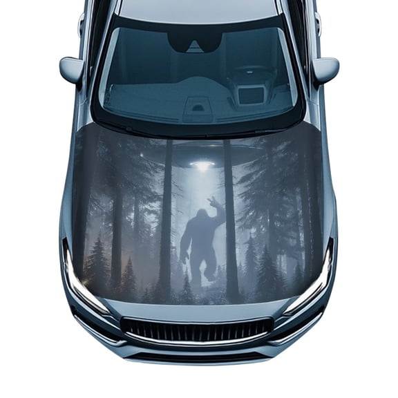 Uorisanigo Car Hood Cover, Waterproof Polyester Forest Gorilla Spaceship Car Hood Cover Protector Universal Fit for Cars, Truck, Van, SUV, Elastic Fabric, Effortless Maintenance
