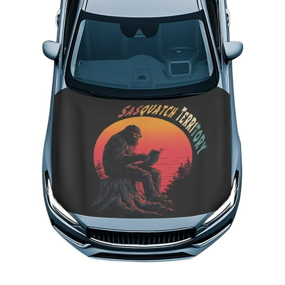 Uorisanigo Car Hood Cover All Weather Protection Gorilla Territory Protector for Car Hood Polyester Elastic Fabrics Can Be Washed Covers Vehicles Decorate Accessories for Most Cars