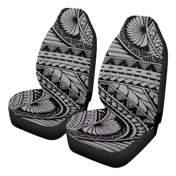Uorisanigo Car Seat Cover Fit Four Seasons, Universal Polynesian Texture Bucket Front Seat Cover Set, 2 PCS Bottom Seats Covers of Full Wrapped Edge,Universal Fit for Most Cars, SUV, Van