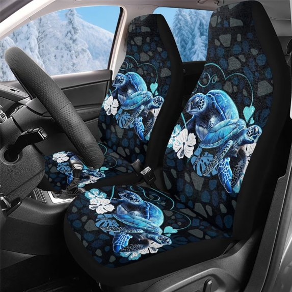 Uorisanigo Car Seat Cover Fluffy Fur Seat Covers 2-Pack Soft Boho Sea Turtle Seats Cushions Universal Fits Most Cars SUVs, Automotive Interior Accessories, Coral Velvet Cloth