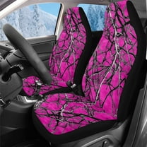 Uorisanigo Car Seat Cover Front for Cars, Soft Plush Auto Seat Protectors, Interior Accessories for Auto Trucks Van SUV, 2 Packs, Pink Camo Hunting Forest
