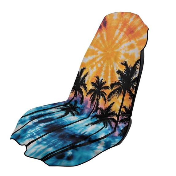 Uorisanigo Car Seat Cover Front Seats Only Auto Accessories Protectors Decor Colorful Tie Dye Palm Tree Vehicle Sweat Towel Protector Easy to Install Suitable for Cars, SUV and Trucks