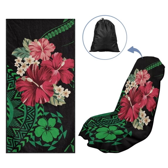 Uorisanigo Car Seat Cover Front Seats Only Auto Accessories Protectors Decor Hibiscus Polynesian Tattoo Towel Car Seat Cover Protector Easy to Install Suitable for Cars, SUV and Trucks