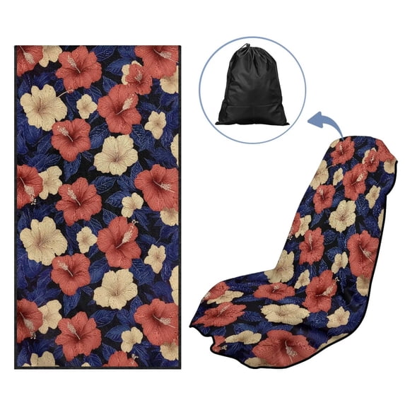 Uorisanigo Car Seat Cover Front Seats Only Washable Tropical Hibiscus Flowers Bucket Towel Seat Covers Easy to Install Sweat Protection for Front Bucket Seats Universal Fit for Car SUV Van