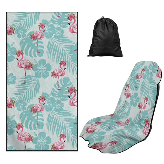 Uorisanigo Car Seat Cover After Gym Workout Beach and Swimming Sweat Tropical Flamingo Print Car Seat Protector Universal Fit High Back Seat Covers for Cars, Car Accessories