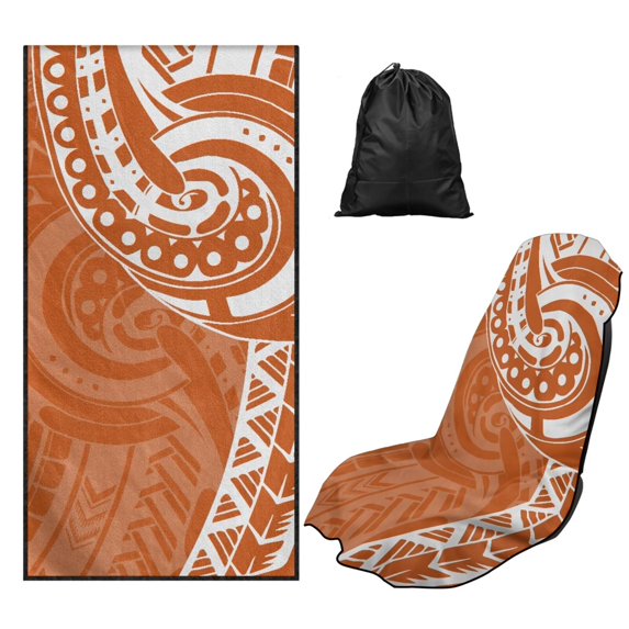 Uorisanigo Car Seat Cover Protector Easy to Install Polynesian Tattoo Bucket Towel Seat Covers Universal Fit for Most Cars Women Men Auto Accessories Protectors Decor