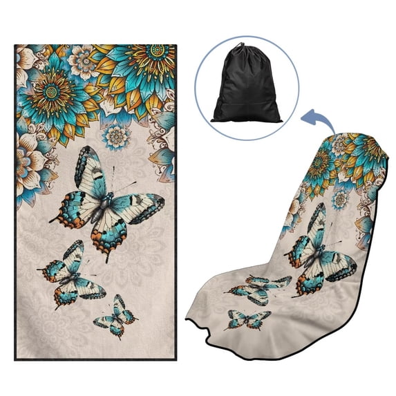 Uorisanigo Car Seat Cover Protector Front Seats Only for Gym Workout Beach Hiking Mandala Butterfly Seat Towel Covers Universal Fit Most Cars Auto Accessories Protectors Decor