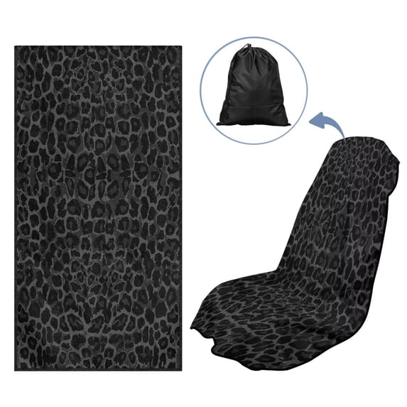 Uorisanigo Car Seat Cover Protector Gray Leopard Print Sweat Towel Seat Covers Bucket Fit Beach Swimming Outdoor Sports Universal Fit Most Cars Women Men Easy to Install