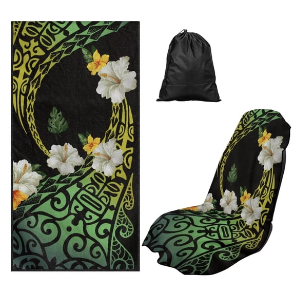 Uorisanigo Car Seat Cover Protector Soft Polynesian Tattoo Flowers Automotive Front Seat Sweating Cover Washable Seat Decoration Universal for Auto Truck Van SUV, Easy to Install
