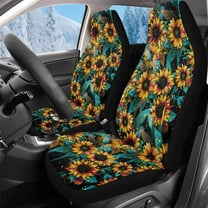 Uorisanigo Car Seat Cover Stylish Car Accessories Fluffy Fur Sunflower Print Seat Covers 2-Pack Soft Seats Cushions, Coral Velvet Cloth, Universal for SUV Trucks Sedan