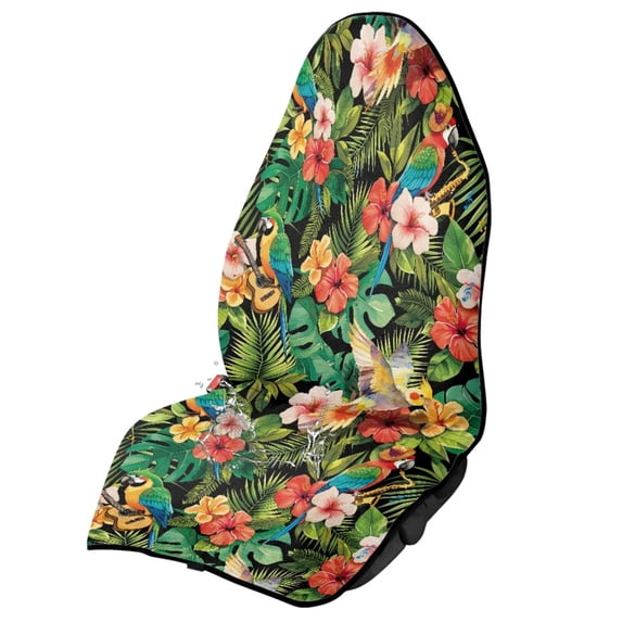 Uorisanigo Car Seat Cover Towel Waterproof Non-Slip Hawaiian Hibiscus Palm Leaf Vehicle Seat Protector Universal Fits Cars SUVs Trucks, Great for Gym, Pets, Outdoor Sports