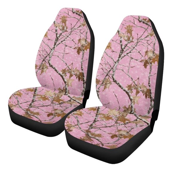 Uorisanigo Car Seat Covers, 2-Pack Comfort and Protection Front Seat Covers Car Accessories for All Season Protection of Your Seats, Easy Installation, Pink Deadwood Print