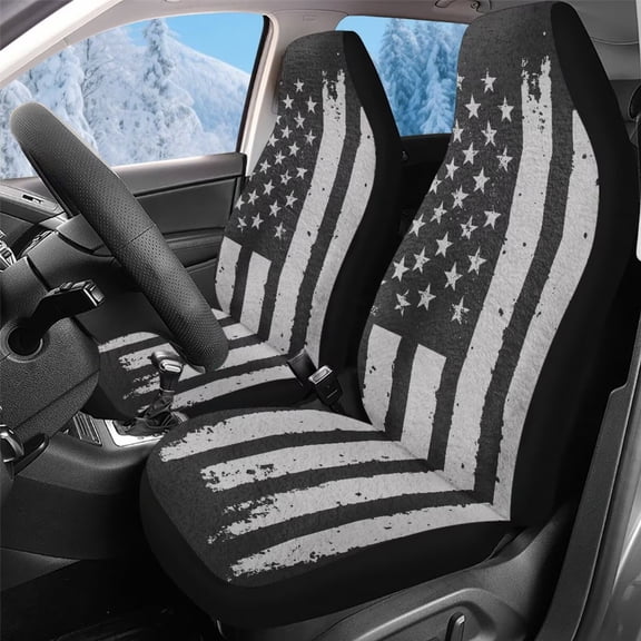 Uorisanigo Car Seat Covers 2 Pieces Universal Fashion American Flag Print Auto Front Seats Protection Vehicle Seat Covers for Cars Interior, Universal Fit for Cars, Sedans, Trucks, SUVs