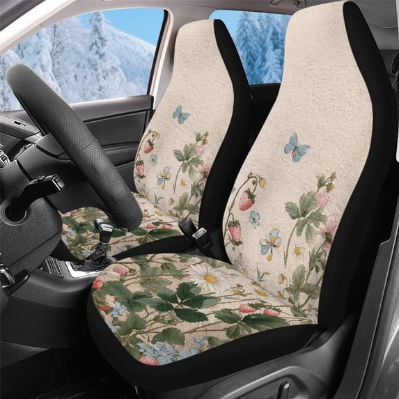 Uorisanigo Car Seat Covers 2pcs Forest Butterfly Print High Back Front Seat Cushion Covers Auto Interior Accessories Universal Driver Seats Cover for Women Men, All Weather Protection