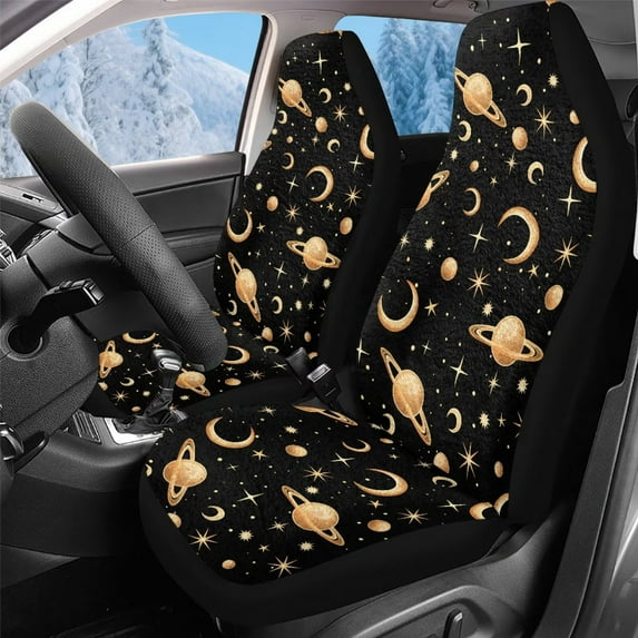 Uorisanigo Car Seat Covers Automotive Interior Front Seats Only Accessories Moon and Sun Auto Bucket Seat Covers Universal Fit Cars Trucks and SUV, Coral Velvet Cloth