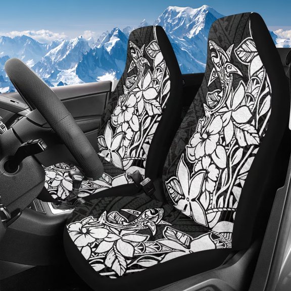 Uorisanigo Car Seat Covers for Front Seats, 2 Pack Polynesian Tattoo Front of Car Seat Cushions, Easy Installation, Universal Fit for Most Cars Truck Van and SUV